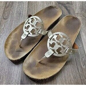 GUC Miller Cloud Sandals Spark Gold Metallic Medallion Thong Cork Footbed - 9